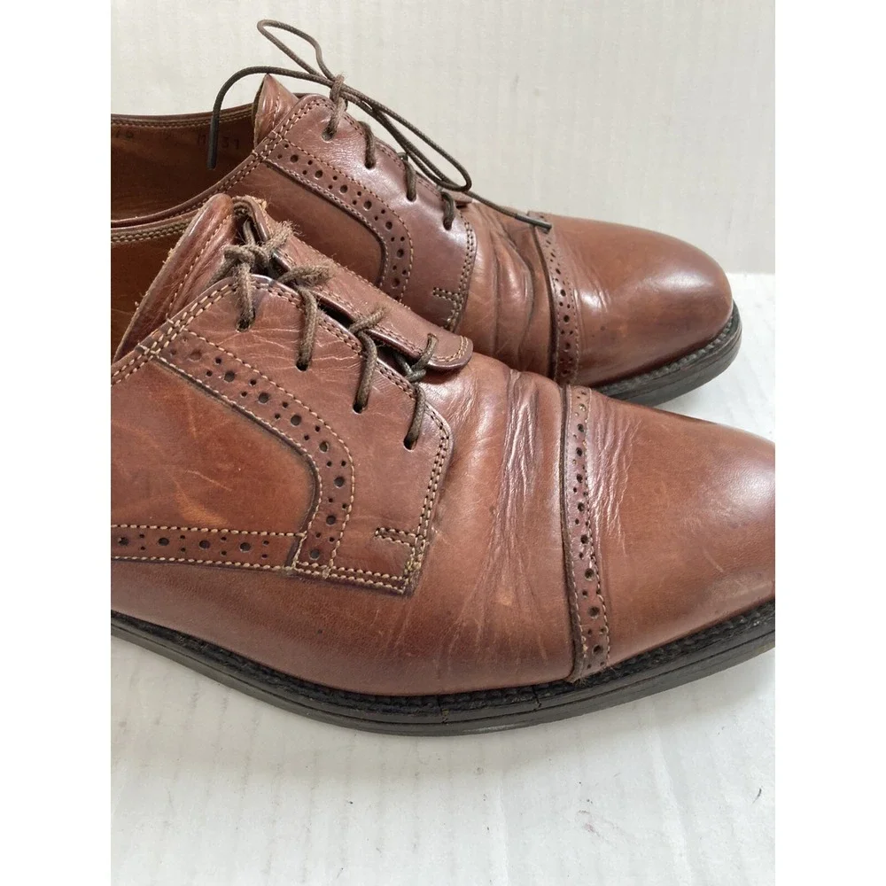 COLE HAAN Mens Size 9 Chestnut Brown Leather Lace Up Oxford Dress‎ Shoes